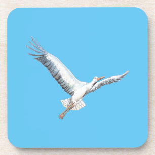 White stork flying coaster