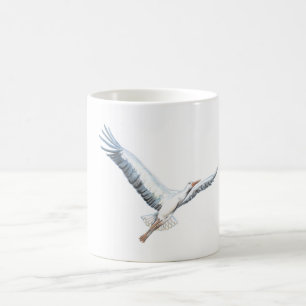 White stork flying   coffee mug