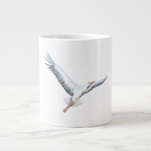 White stork flying large coffee mug
