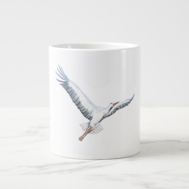 White stork flying   large coffee mug (Front)