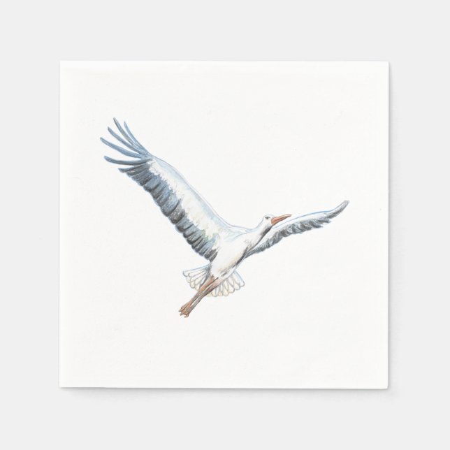 White stork flying   napkin (Front)