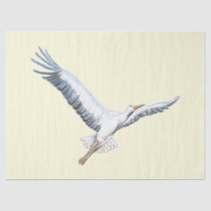 White stork flying   tissue paper