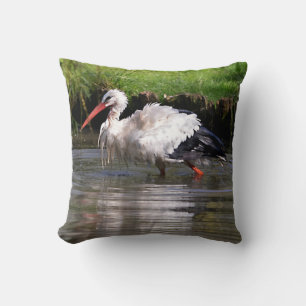 White stork in water postcard metal ornament T-Shi Cushion