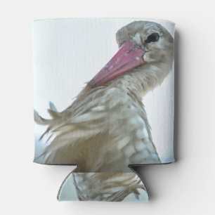 White Stork With Incredulous Expression Animal Art Can Cooler