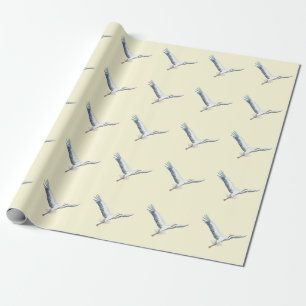 White storks flying wrapping paper