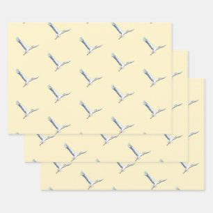 White storks flying wrapping paper sheet