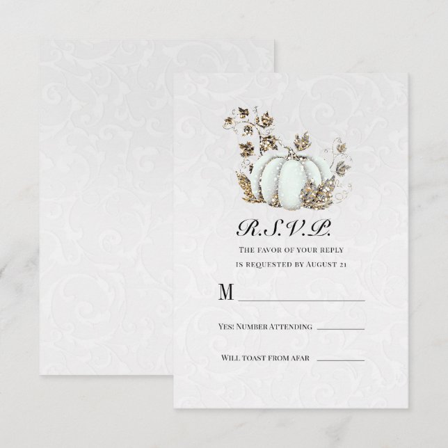 White Storybook Fairytale Pumpkin RSVP Reply Invitation (Front/Back)