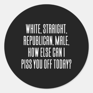 White Straight Republican Male 3 Classic Round Sticker