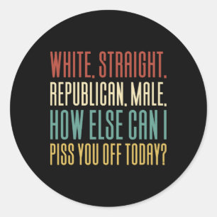 White Straight Republican Male Classic Round Sticker