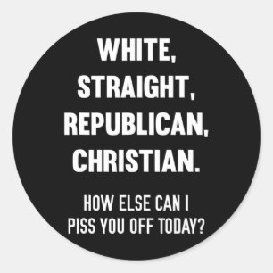 White Straight Republican Male Funny Republican 1 Classic Round Sticker