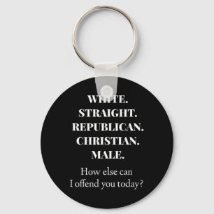 White Straight Republican Male Funny Republican Key Ring