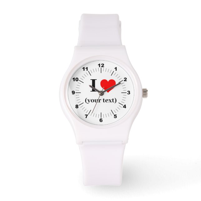 White Strap Watch - Custom I Heart(add image/text) (Front)