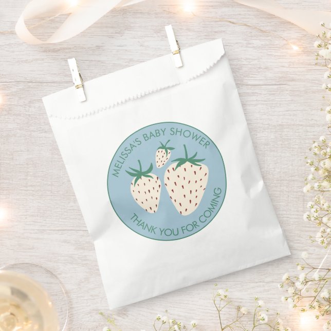 White Strawberry Cute Pineberry BABY SHOWER Custom Favour Bag (Clipped)