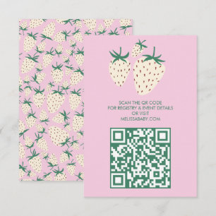 White Strawberry Cute Pineberry BABY SHOWER QRcode Enclosure Card