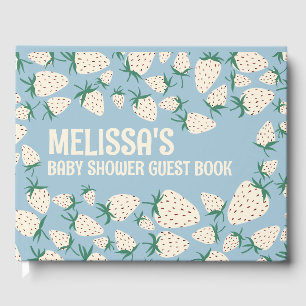 White Strawberry Cute Pineberry CUSTOM BABY SHOWER Guest Book