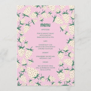 White Strawberry Cute Pineberry HAND DRAWN CUSTOM  Menu
