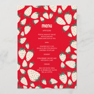 White Strawberry Cute Pineberry HAND DRAWN CUSTOM Menu