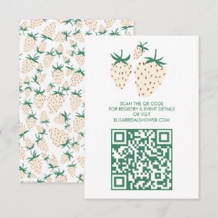 White Strawberry Pineberry BRIDAL SHOWER QR code Enclosure Card
