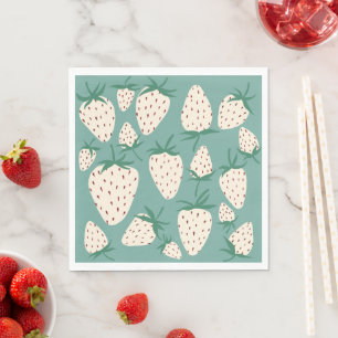 White Strawberry Pineberry CUSTOM Bridal Shower Napkin