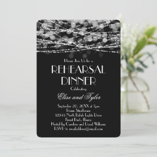 White String Lights Rehearsal Dinner Invitation