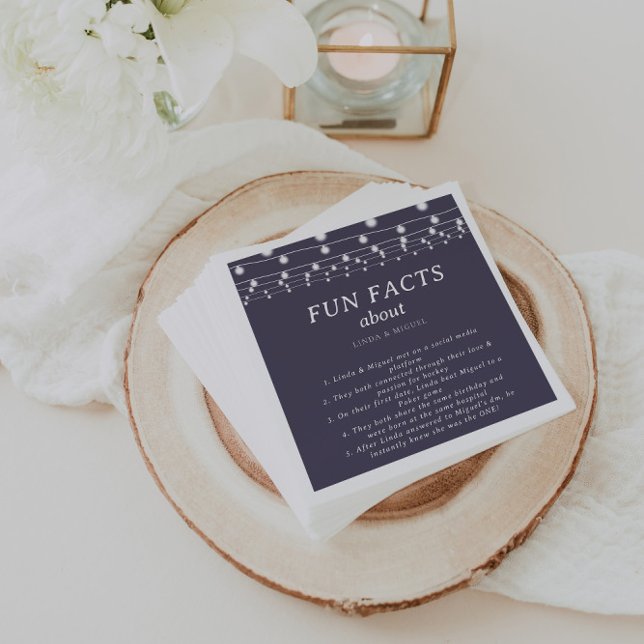 White String Lights Trivia Fun Facts Wedding  Napkin (Creator Uploaded)