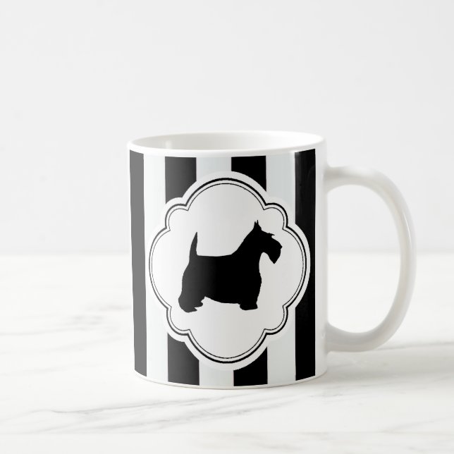 White Stripe Black Scottie Coffee Mug (Right)