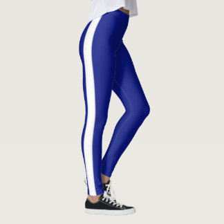 White Stripe Blue Leggings