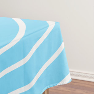 White Stripe Blue Tablecloth