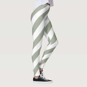 White Stripe Pattern Leggings