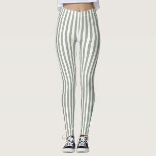 White Stripe Pattern Leggings