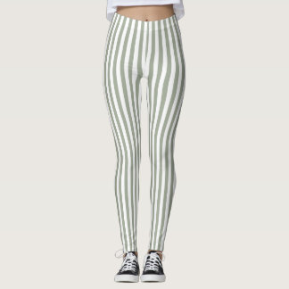 White Stripe Pattern Leggings