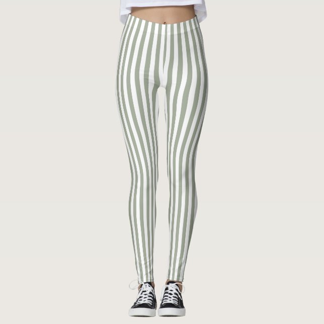 White Stripe Pattern Leggings (Front)