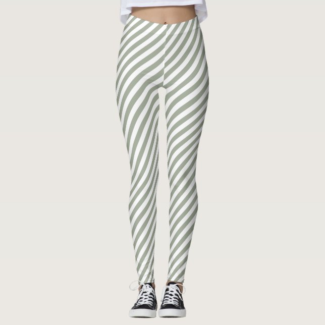 White Stripe Pattern Leggings (Front)