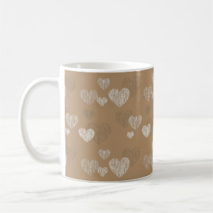 White Striped Hearts on Iced Coffee Coffee Mug