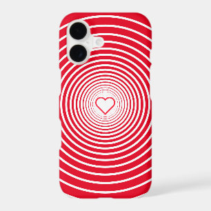 White Striped Red iPhone Case with Heart