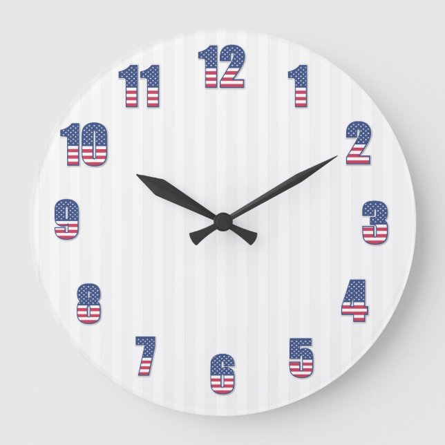 White Stripes And Colourful Numbers Large Clock (Front)