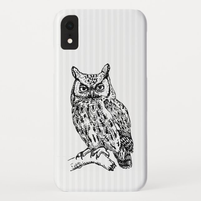 White Stripes And Owl Case-Mate iPhone Case (Back)