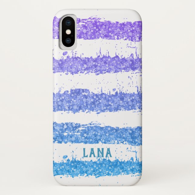 White Stripes Colourful Glitter Case-Mate iPhone Case (Back)