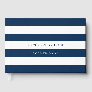 White Stripes & Custom Colour Home or Rental Guest Book