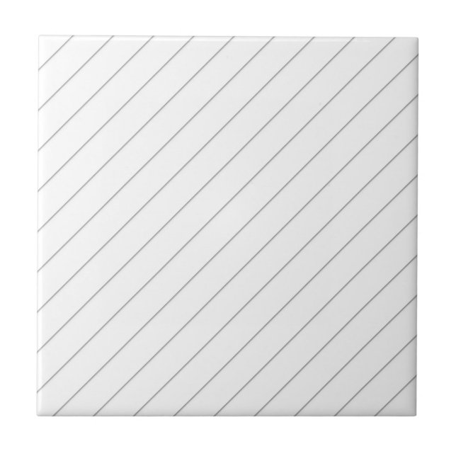 White Stripes Diagonal Lines Pattern Ceramic Tile (Front)