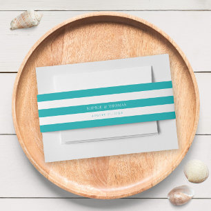 White Stripes & Editable Colour Nautical Wedding Invitation Belly Band
