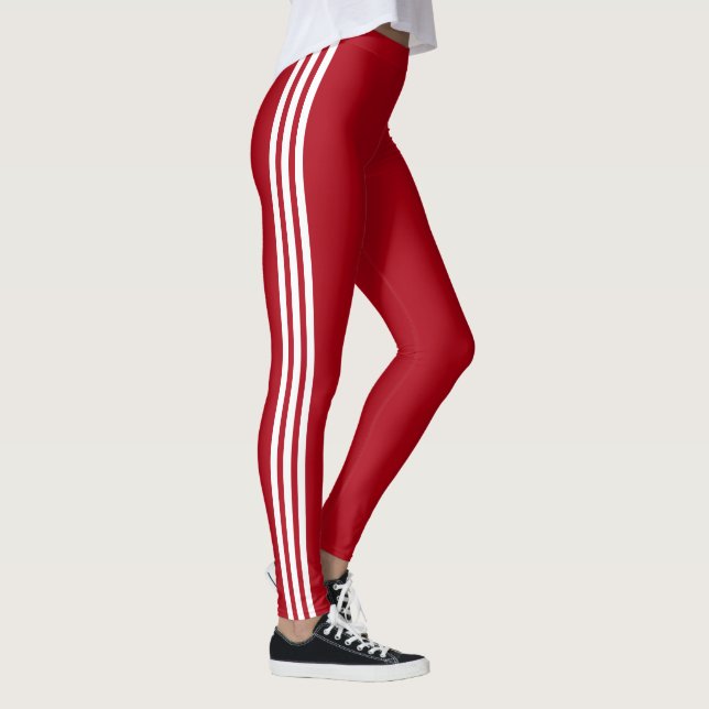 White Stripes Red Leggings Sport Your Colours (Right)