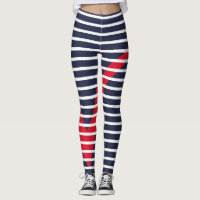 White Stripes Red Tick Mark Leggings