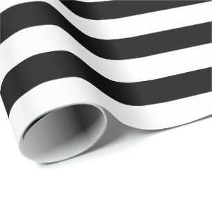 White Stripes with Black Background   DIY Colour Wrapping Paper