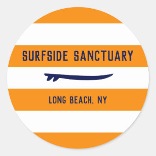 White Stripes with Changeable background Surf Classic Round Sticker