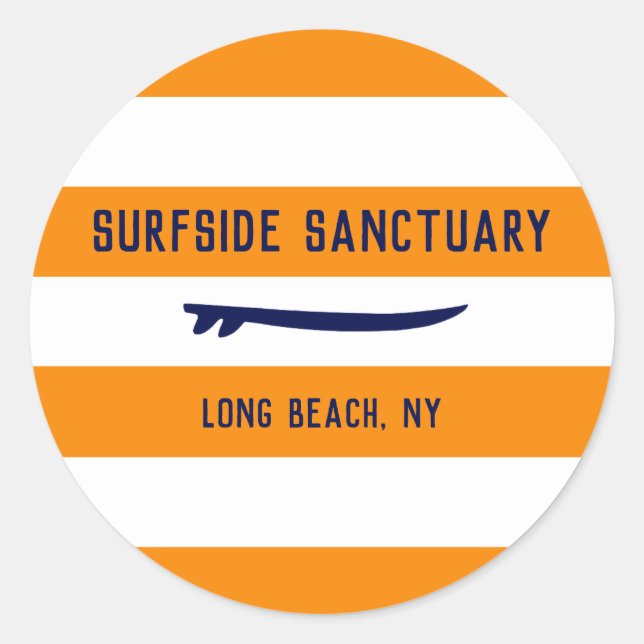 White Stripes with Changeable background Surf Classic Round Sticker (Front)