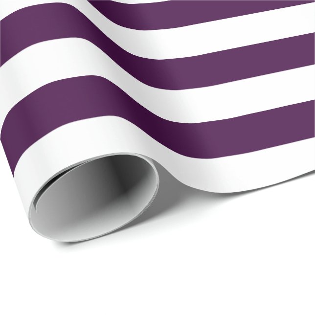 White Stripes with Dark Purple | DIY Colour Wrapping Paper (Roll Corner)