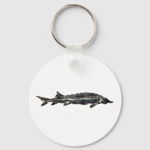 White Sturgeon Gyotaku-40-Item Key Ring