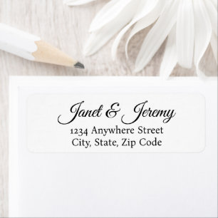 White Stylised Names Wedding Address Return Address Label