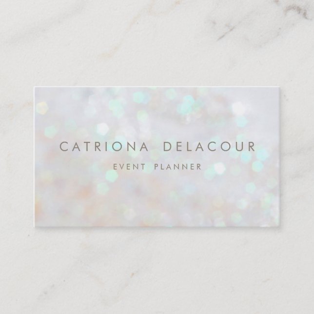 White Subtle Glitter Bokeh Business Card (Front)